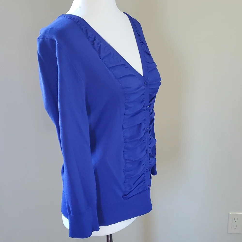 Vibrant Blue Ruched Cardigan - Picture 4 of 11